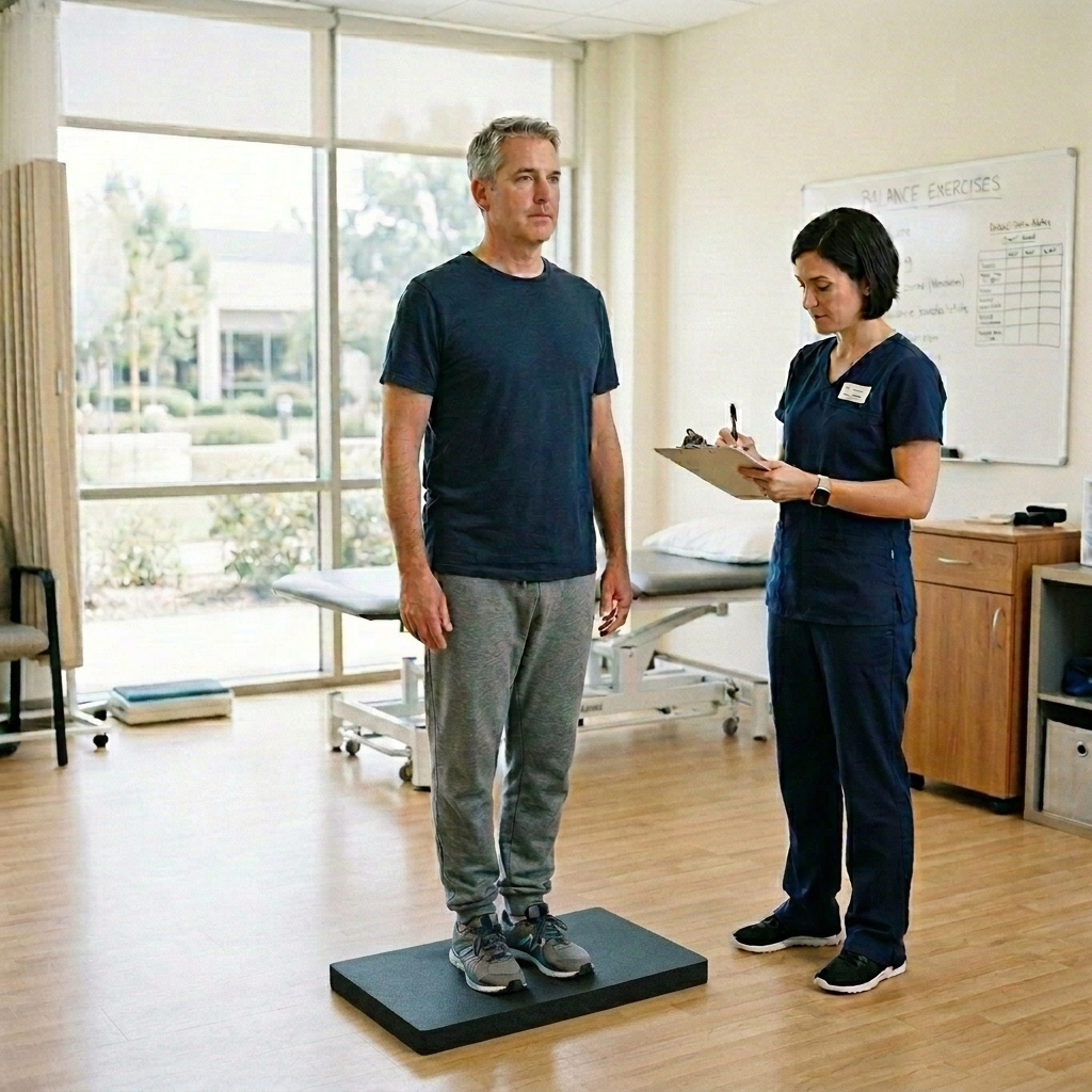 OT conducting balance assessment