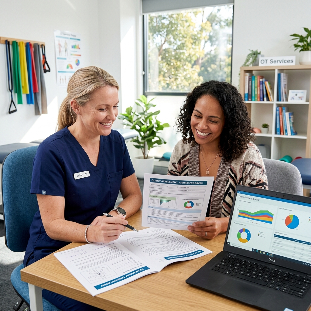 OT reviewing results with client
